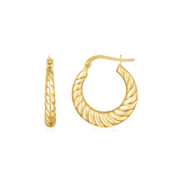 14K Yellow Gold Polished Twisted Cable Graduated Hoops by Avera Group