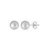 14K White Gold Ball Earrings with Linear Texture(5mm)