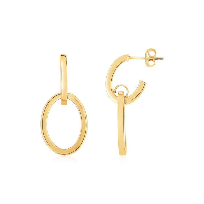 14K Yellow Gold Interlocking Drop Hoop Earrings by Avera Group