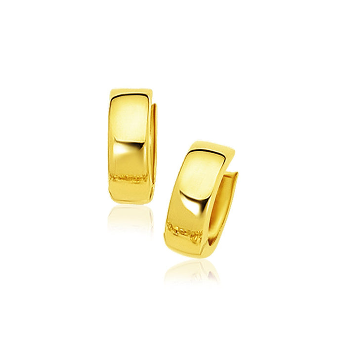 14k Yellow Gold Snuggable Hoop Earrings by Avera Group