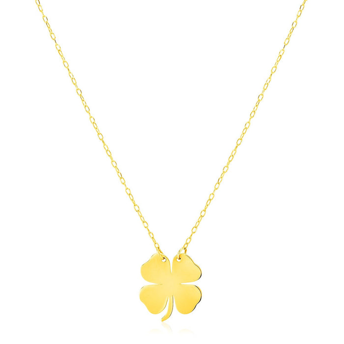 14K Yellow Gold Four Leaf Clover Necklace by Avera Group