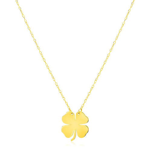 14K Yellow Gold Four Leaf Clover Necklace by Avera Group