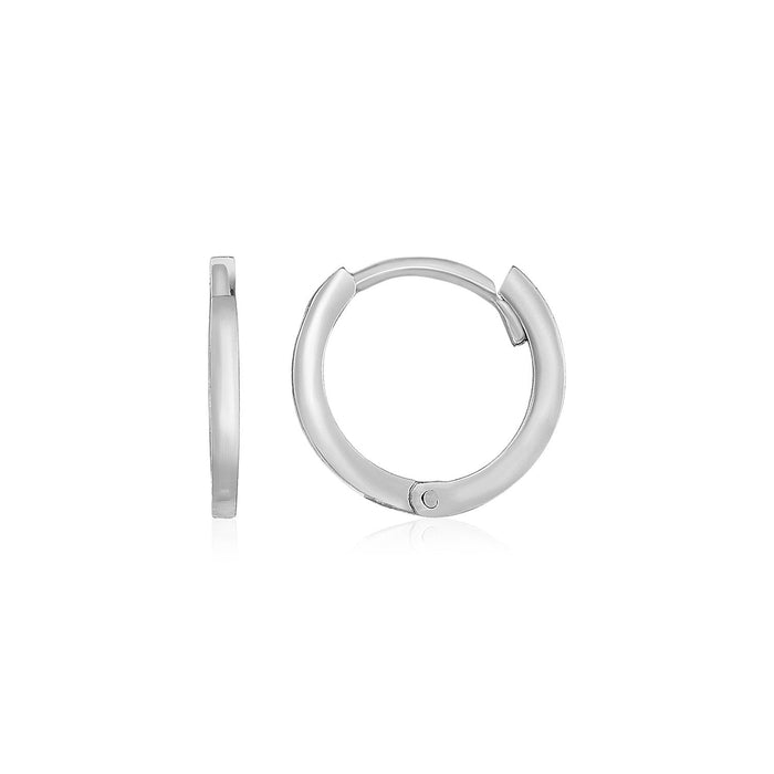 14k White Gold Petite Polished Round Hoop Earrings by Avera Group