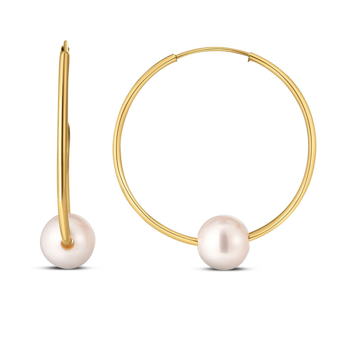 14k Yellow Gold Round Endless Pearl Earring(1x25mm) by Avera Group