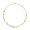 14k Two Tone Gold High Polish Diamond Cut Link Chain Bracelet by Avera Group