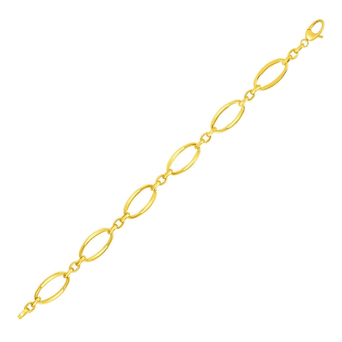 14k Yellow Gold Bracelet with Polished Oval Links by Avera Group