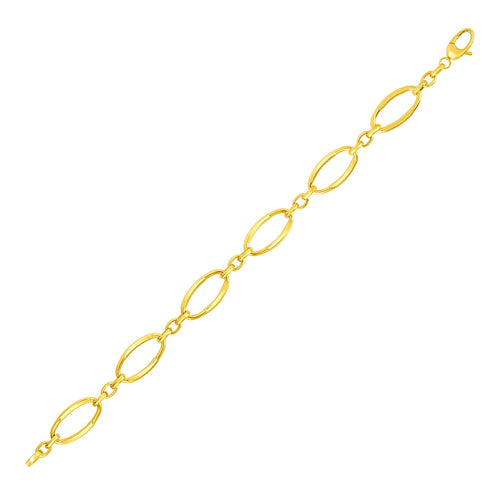 14k Yellow Gold Bracelet with Polished Oval Links (10.00 mm) by Avera Group
