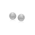 14k White Gold Textured Flat Style Stud Earrings by Avera Group