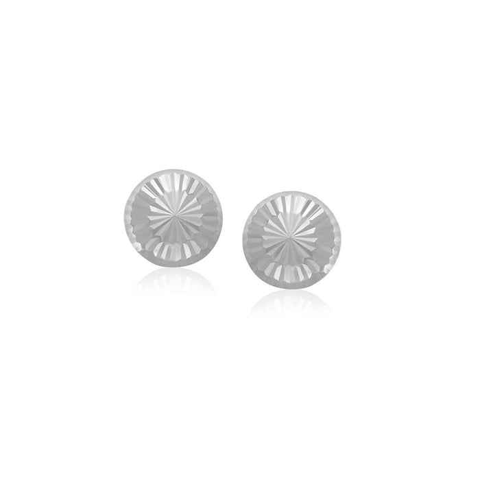 14k White Gold Textured Flat Style Stud Earrings(6mm) by Avera Group