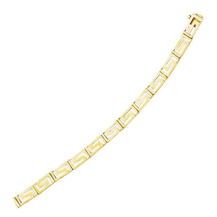 14k Yellow Gold Fancy Greek Key Motif Bracelet by Avera Group
