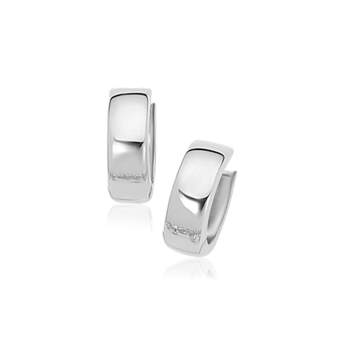 14k White Gold Snuggable Hoop Earrings by Avera Group