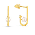14k Yellow Gold J Hoop Pearl Earrings by Avera Group