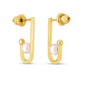 14k Yellow Gold J Hoop Pearl Earrings by Avera Group