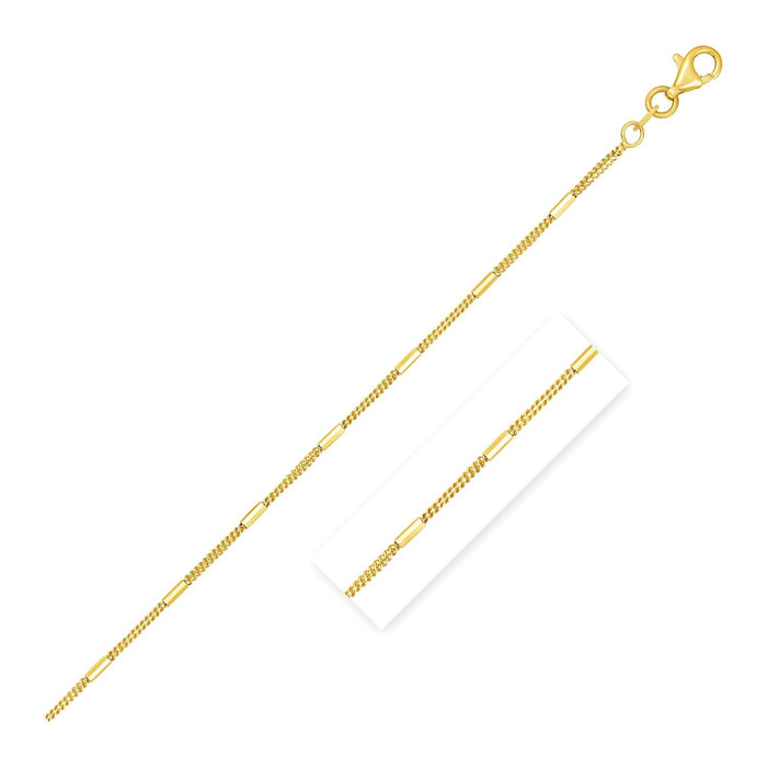 Diamond Cut Bar Links Pendant Chain in Yellow Gold (1.30 mm) by Avera Group
