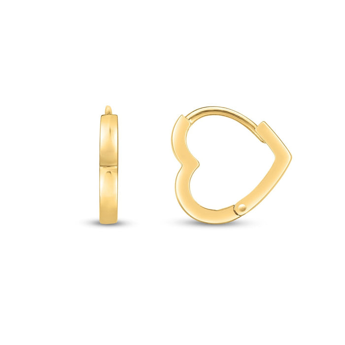 14k Yellow Gold Heart Huggie Hoops by Avera Group