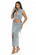 Modern Edge Denim Two Piece Denim Dress by The House of Stylez