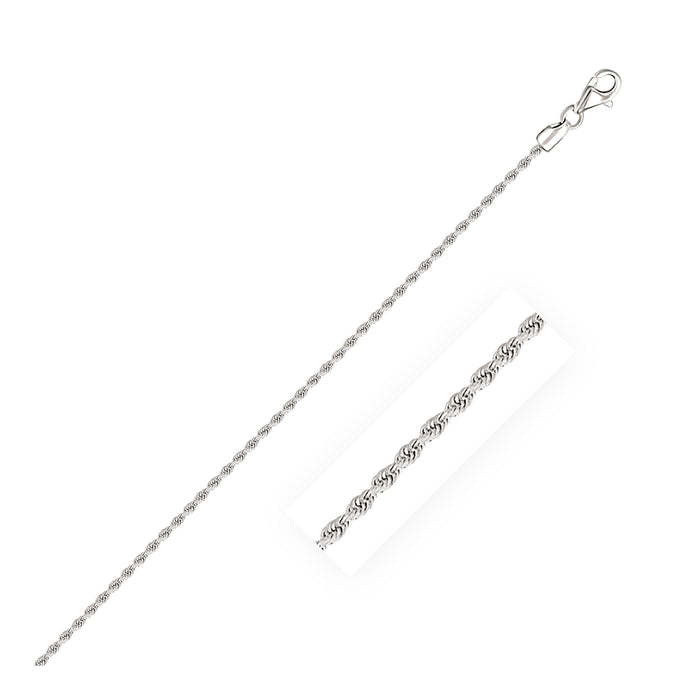 2.0mm 14k White Gold Diamond Cut Rope Anklet by Avera Group