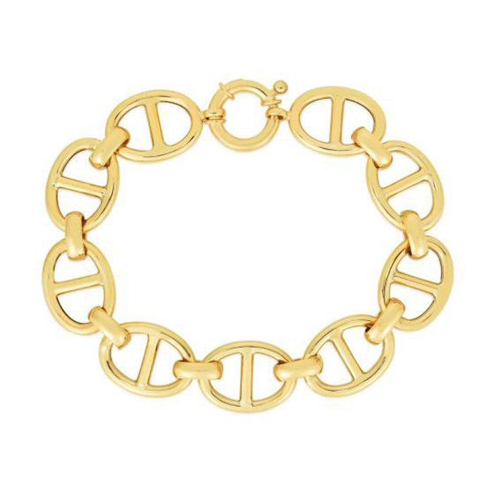 14k Yellow Gold High Polish Mariner Link Bracelet (13.80 mm) by Avera Group