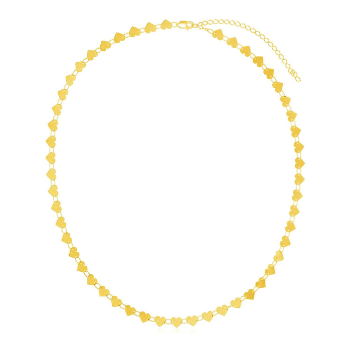 14k Yellow Gold Mirrored Heart Chain Necklace by Avera Group