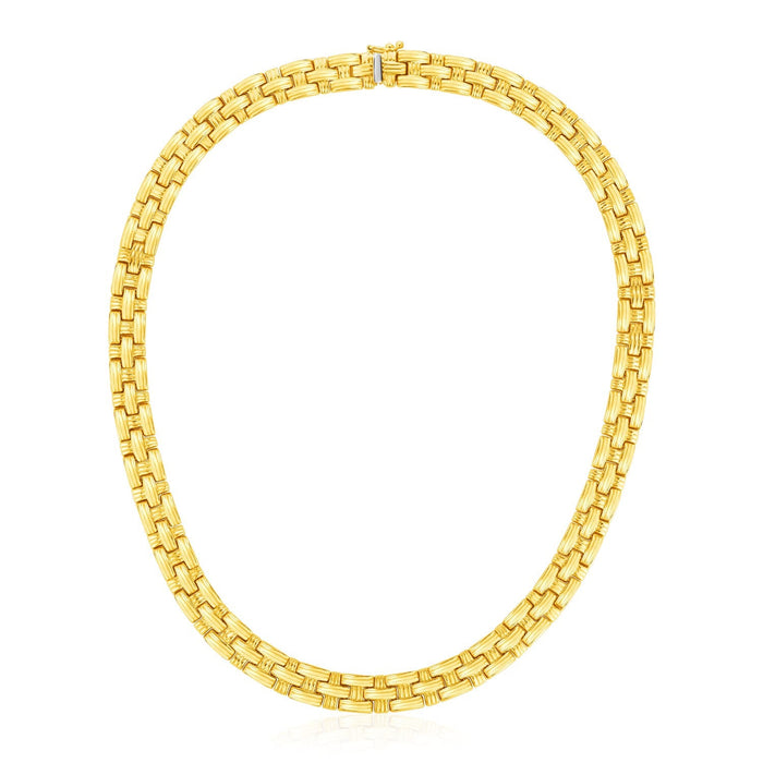14k Yellow Gold Basket Weave Necklace by Avera Group