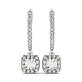 Cushion Shape Halo Style Diamond Drop Earrings in 14k White Gold (1/2 cttw) by Bids.com