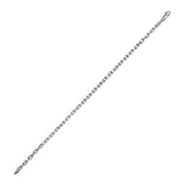 2.5mm 14k White Gold French Cable Chain Bracelet by Avera Group