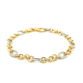 14k Two-Tone Gold Rope Motif Oval and Round Link Chain Bracelet by Avera Group