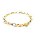 14k Two-Tone Gold Rope Motif Oval and Round Link Chain Bracelet by Avera Group