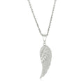 Sterling Silver with Large Textured Angel Wing Pendant by Avera Group