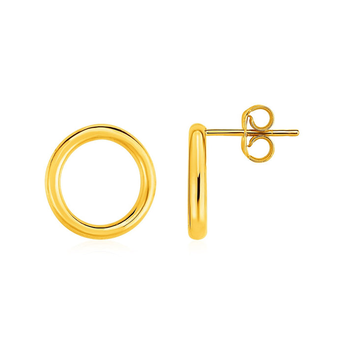 Open Circle Post Earrings in 14k Yellow Gold by Avera Group