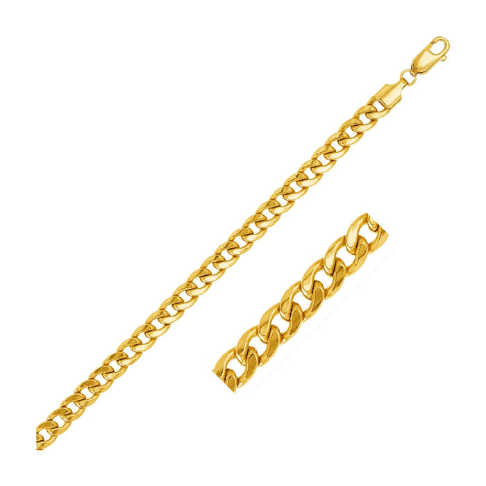 14k Yellow Gold Miami Cuban Semi Solid Chain (5.50 mm) by Avera Group