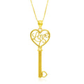 14k Yellow Gold Skeleton Key Style LOVE Pendant by Bids.com