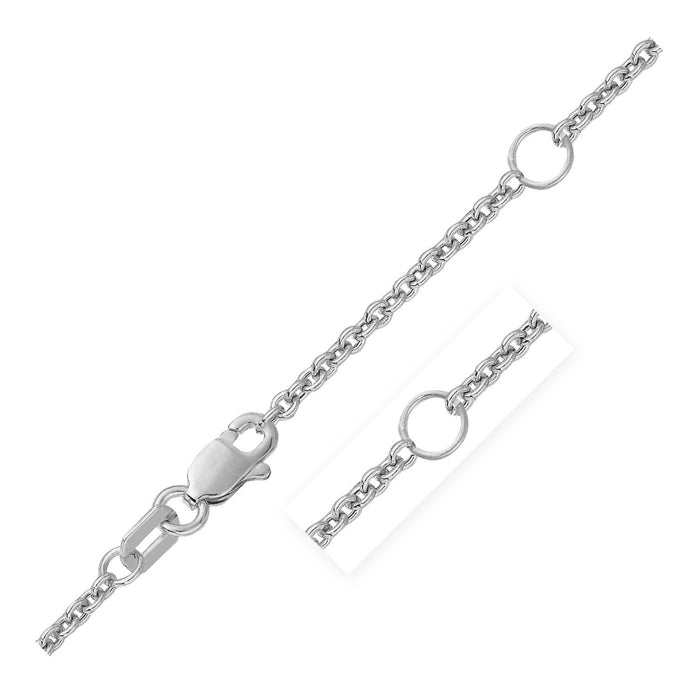 Double Extendable Cable Chain in 14k White Gold (1.9mm) by Avera Group