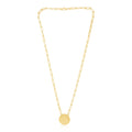 14k Yellow Gold High Polish Circle Disc Paperclip Link Necklace by Avera Group