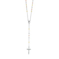 Three Toned Rosary Chain and Bead Necklace in Sterling Silver by Avera Group