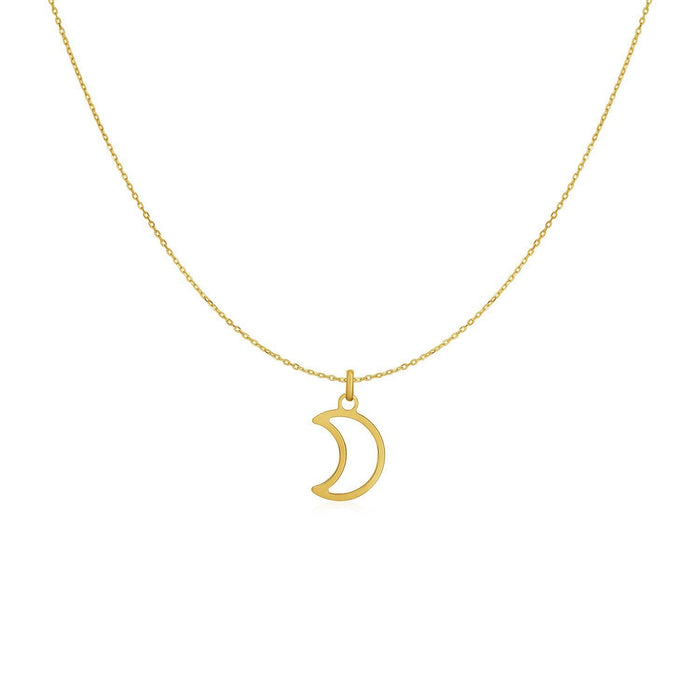 14k Yellow Gold Necklace with Moon by Avera Group
