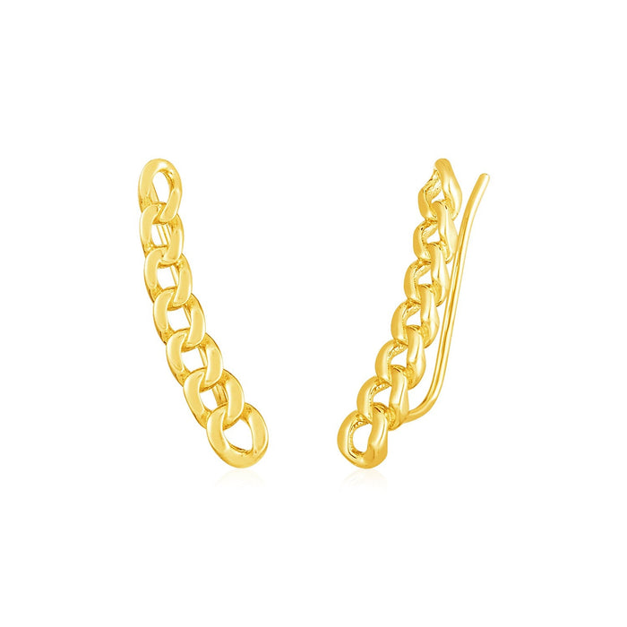 14k Yellow Gold Ear Climber Earring with Chain Links by Avera Group