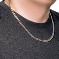 14k Yellow Gold White Pave High Polish Modern Lite Miami Cuban Chain (6.50 mm) by Avera Group