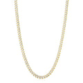 14k Yellow Gold White Pave High Polish Modern Lite Miami Cuban Chain (6.50 mm) by Avera Group