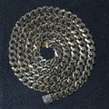 14k Yellow Gold White Pave High Polish Modern Lite Miami Cuban Chain (6.50 mm) by Avera Group