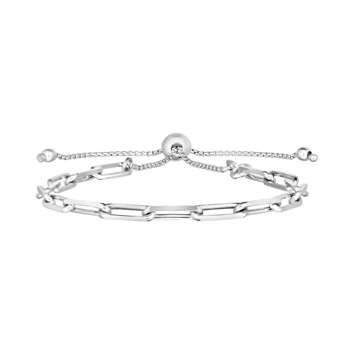 Sterling Silver Paperclip Chain Adjustable Bracelet (3.80 mm) by Avera Group