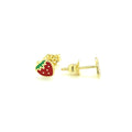 14k Yellow Gold Enameled Strawberry Childrens Earrings by Avera Group