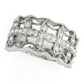 Diamond Studded Four Leaf Clover Motif Ring in 14k White Gold (1/4 cttw) by Bids.com