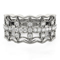 Diamond Studded Four Leaf Clover Motif Ring in 14k White Gold (1/4 cttw) by Bids.com