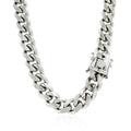 Sterling Silver Rhodium Plated Miami Cuban Chain (8.40 mm) by Avera Group