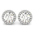 14k White Gold Round Prong Halo Style Earrings (1 cttw) by Bids.com