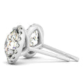 14k White Gold Round Prong Halo Style Earrings (1 cttw) by Bids.com