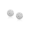 14k Yellow Gold Stud White Crystal Ball Earrings by Avera Group