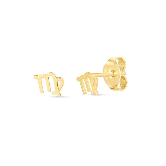 14k Yellow Gold Virgo Stud Earrings by Avera Group
