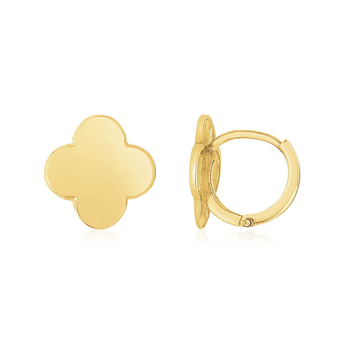 14K Yellow Gold Polished Clover Stud Earrings by Avera Group
